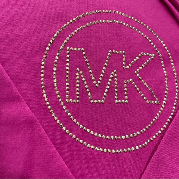 NWT Michael Kors MK Pink Studded Hooded Sweater Size P/L - Picture 3 of 10